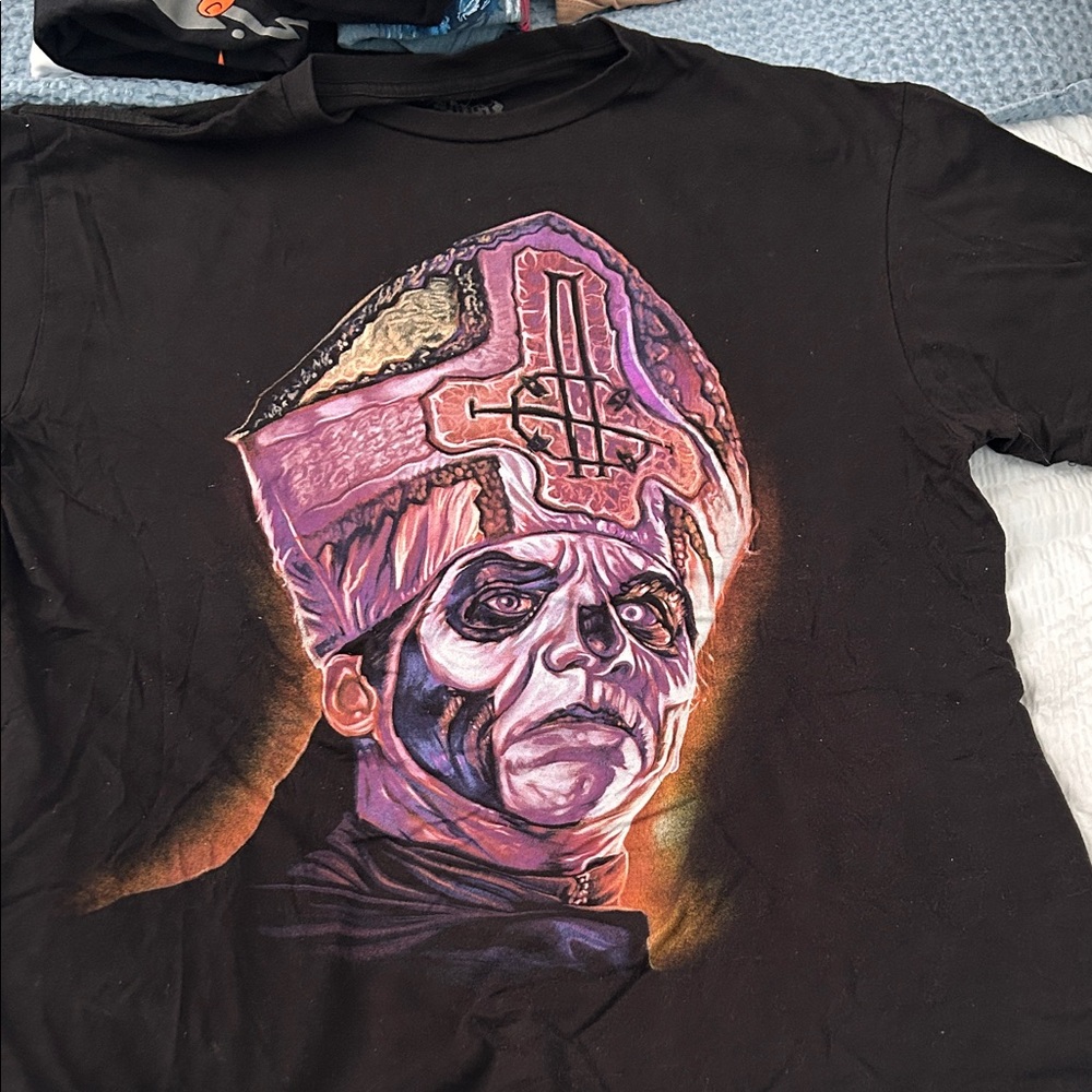 Black Graphic Tee with Purple Design